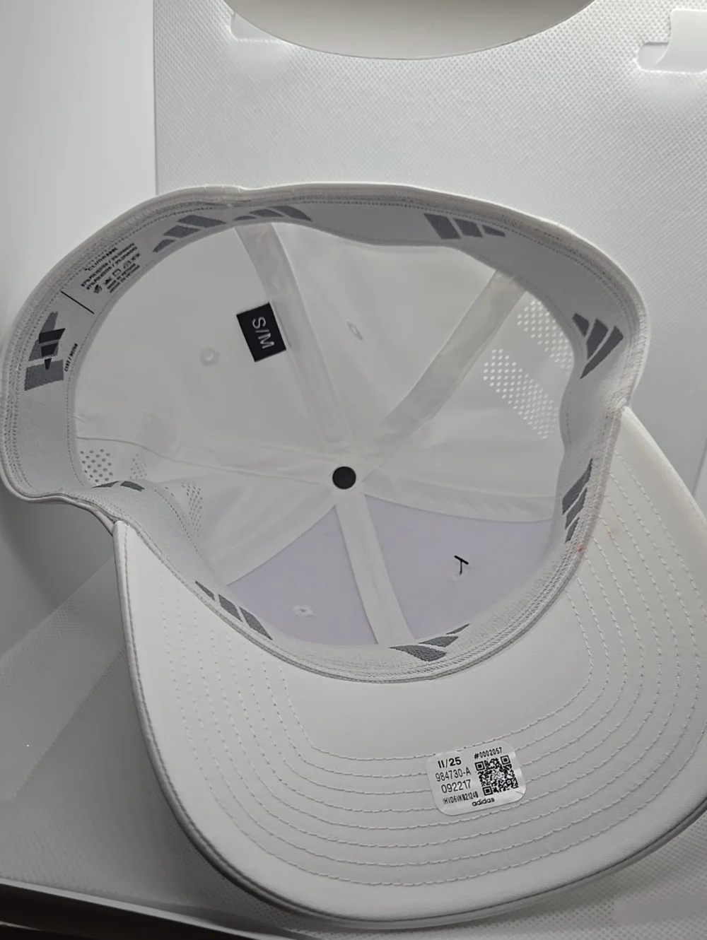 adidas White Stretch Fit Cap with Black Logo